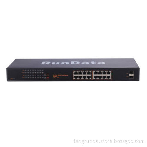 16-port POE switch with 2-port gigabit uplink port
